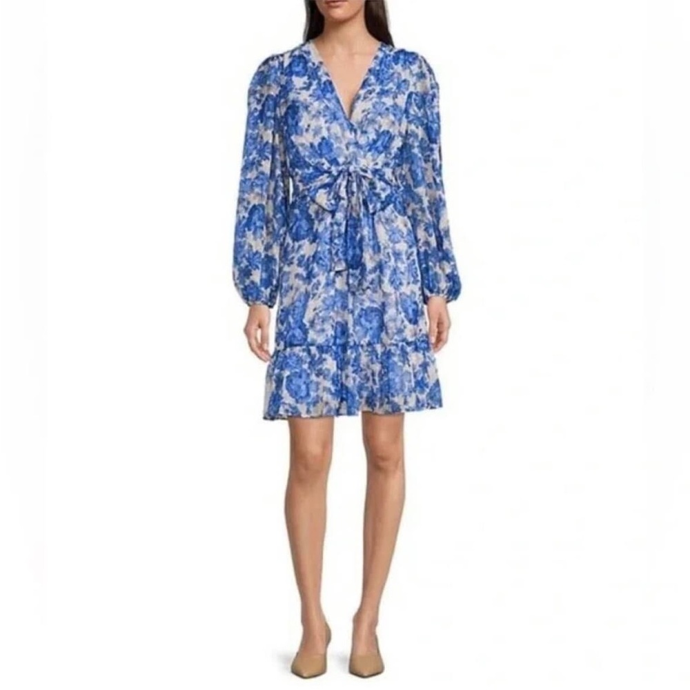 Alex Marie Blue and White Floral Cocktail Dress